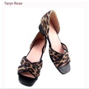 Taryn Rose Kaida Brown / Black Animal Leopard Print Wedges size 10 M